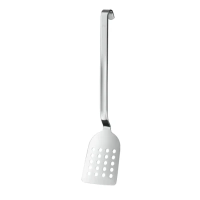 Abbildung von RÖSLE Haken Pfannenschaufel gelocht, Hochwertiger Pfannenwender mit großflächiger Lochung, Edelstahl 18/10, Spülmaschinengeeignet, 33 Cm