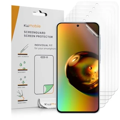 Abbildung von kwmobile 6X Displayschutzfolie kompatibel mit Samsung Galaxy A56 5G Folie klare Schutzfolien Set in transparent
