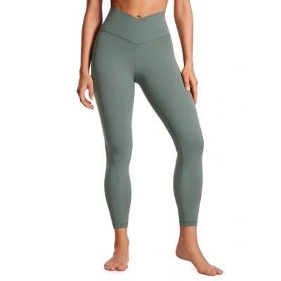 Abbildung von CRZ Yoga Damen Butterluxe Cross Waist Workout Leggings V High Waisted Bauchkontrolle Gym 64cm Grauer Salbei 36