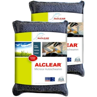 Abbildung von ALCLEAR 950014 Ultra Microfaser Autoschwamm, 2er Set, Trockentuch gegen beschlagene Auto Scheiben und Windschutzscheiben, Anthrazit/Blau