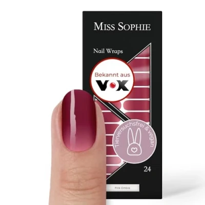 Abbildung von Original Miss Sophie Nagelfolien Pink Ombre I 24 ultra dünne Nagellack Streifen mit Farbverlauf Für Finger &amp; Fußnägel Hält auf Natur sowie lackierten, Acryl , Gel Shellac Nägeln