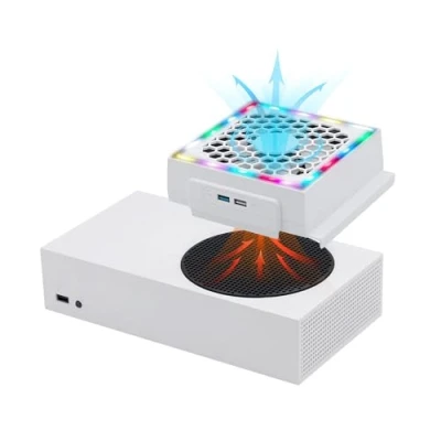 Abbildung von Mcbazel Lüfter für Xbox Series S, RGB LED Display, Low Noise, 2 Extra USB Ports, 3 Stufen Einstellbare Geschwindigkeit Externer Kühler nur S Konsole
