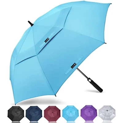 Abbildung von ZOMAKE Regenschirm Sturmfest Groß,XL Golf Umbrella Stockschirm mit Auf Zu Automatik für Herren Damen Travel Schirm Tragegurt(Hellblau)