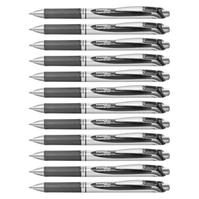 Abbildung von Pentel EnerGel XM BL77 Gelschreiber mit Druckmechanik, schwarz (12 Stück)