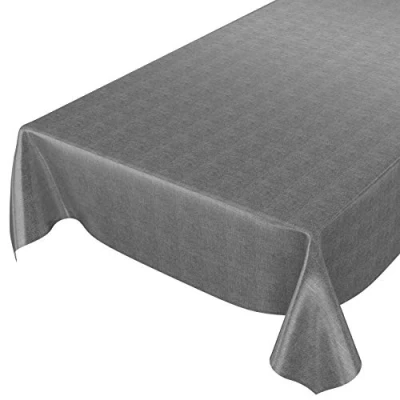 Abbildung von ANRO Wachstuchtischdecke Wachstuch Wachstischdecke Tischdecke Wachstuchdecke Anthrazit Leinenoptik 240x140cm