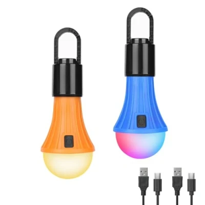 Abbildung von Campinglampe Aufladbar, Lepro Camping Zubehör lampe Zeltlampe Glühbirne Notlicht, 7 Leuchtmodi, 2 Stück für Abenteuer Angeln Garage Notfall Stromausfall