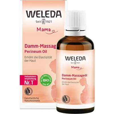 Abbildung von WELEDA Bio Mama Damm Massageöl veganes Naturkosmetik Schwangerschaftsöl mit Jojobaöl &amp; Sesamöl beugt Dammrissen bei der Geburt vor Hautpflege Körperöl erhöht die Elastizität Haut (1x 50ml)