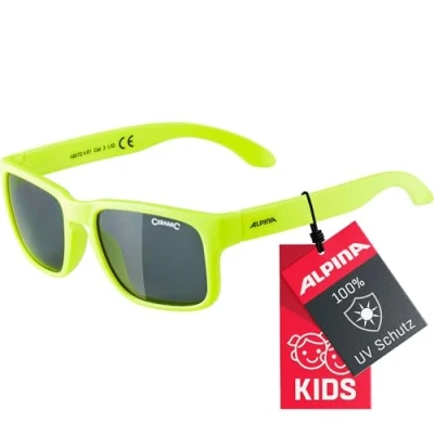 Abbildung von ALPINA MITZO Verzerrungsfreie und Bruchsichere Sonnenbrille Mit 100% UV Schutz Für Kinder, neon yellow matt, One Size
