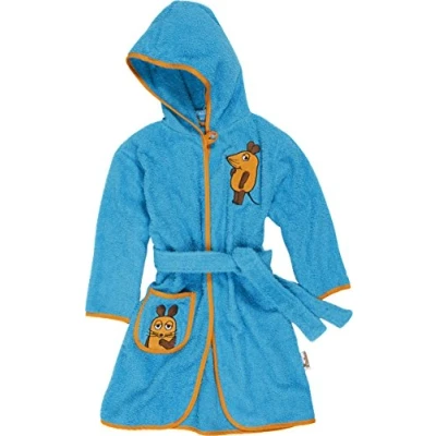Abbildung von Playshoes Unisex Kinder Frottee Bademantel Morgenmantel, aquablau Die Maus, 122/128