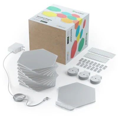 Abbildung von Nanoleaf Shapes Hexagon Starter Kit, 15 Smarten LED Panels RGBW Modulare WLAN 16 Mio. Farben Wandleuchte Innen, Musik &amp; Bildschirm Sync, Funktioniert mit Alexa Google Apple, für Deko Gaming
