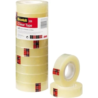 Abbildung von Scotch Transparentes Klebeband 508 10 Rollen 15mm x 33m Durchsichtiges Allzweckband für Schule, Heim und Büro