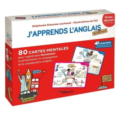 Abbildung von J&#039;apprends l&#039;anglais autrement Niveau débutant: 80 cartes mentales pour apprendre facilement le vocabulaire, la conjugaison et grammaire anglaise