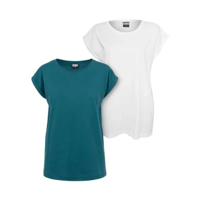 Abbildung von Urban Classics Extended Shoulder 2PACK Tshirt basic, Damen, Größe: Medium, Teal white