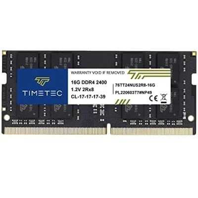 Abbildung von Timetec 16GB DDR4 2400MHz PC4 19200 Non ECC Unbuffered 1.2V CL17 2Rx8 Dual Rank 260 Pin SODIMM Laptop Notebook PC Arbeitsspeicher RAM Modul Upgrade (16GB)