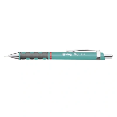 Abbildung von rOtring Tikky Druckbleistifte in Pastellfarben HB 0,5 mm Sea Blue mit angenehmem gummiertem Soft Touch Griff 12 Stück