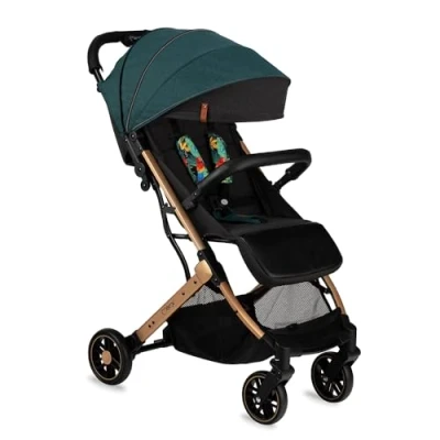 Abbildung von MOMI ESTELLE Kinderwagen für Kinder ab 6 Monat bis zu max. Körpergewicht von 15 kg, H105 x B51 T75 cm, klappbar auf die Maße H65 T21 Gewicht 7,5 5 Punkt Sicherheitsgurt
