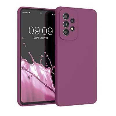 Abbildung von kwmobile Hülle kompatibel mit Samsung Galaxy A53 5G Silikon Handy Case Handyhülle weiche Oberfläche kabelloses Laden Magenta Lila