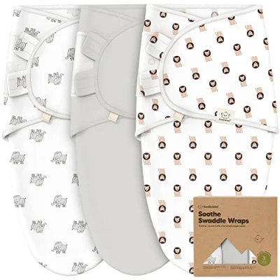Abbildung von KeaBabies 3 Pack Bio Baby Schlafsack zum Pucken Ergonomische Pucksack 0 Monate, Babyschlafsack Neugeborene, Pucktuch Baby, Puck Pucksack, Wickeldecke (The Wild 2)