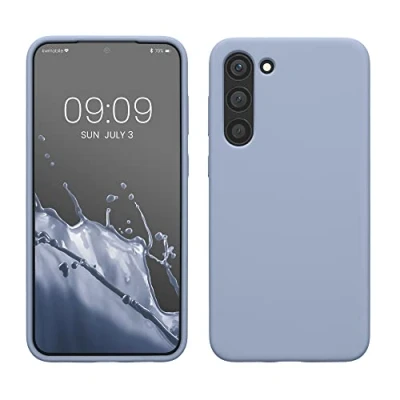 Abbildung von kwmobile Hülle kompatibel mit Samsung Galaxy S23 Plus dünnes Silikon Handy Case stoßfeste Handyhülle weiche Oberfläche Kabelloses Laden Hellblau