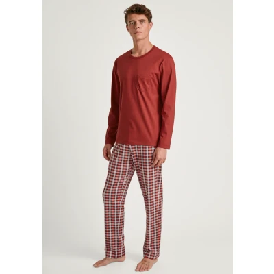 Abbildung von Calida Imprint LANG Nachtwäsche Set, Herren, Größe: Large, Ochre red