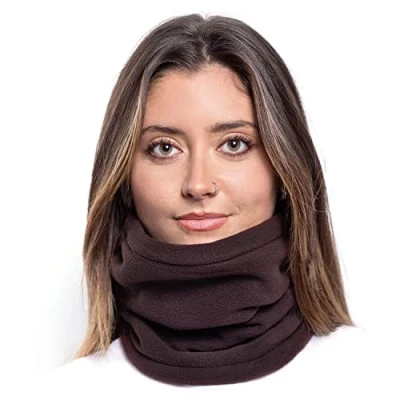 Abbildung von Karl Loven Damen Loop Schal Hals wärmer Herren Schnalle Winter Fleece Futter Unisex warme Hut Maske Sport Ski Motorrad Fahrrad Snowboard Wandern Braun