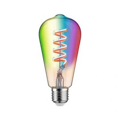 Abbildung von Paulmann 29158 Filament 230V Smart Home Zigbee LED Kolben ST64 E27 470lm 6,3W RGBW+ dimmbar Gold Leuchtmittel