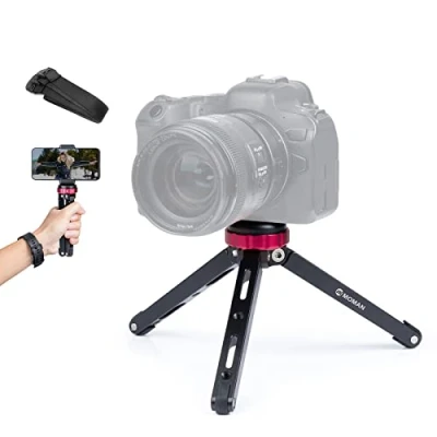 Abbildung von Moman Mini Tripod TR01 Small Stativ Tischstativ Klein Kamerastativ CNC Aluminium 1/4 3/8 Schraubbefestigung max.80kg Belastung für DSLR Kamera Smartphone Gimbal, Rosa