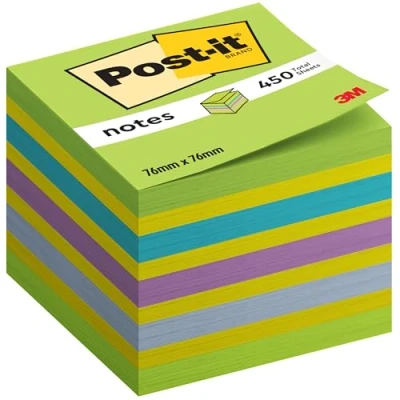 Abbildung von Post it Notes Würfel, Blau und Grün, 450 Blatt 76 mm x Selbstklebende Notizzettel zum Notieren, für To Do Listen als Erinnerung