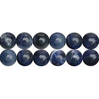 Abbildung von SKYBEADS Natürliche Sodalith Naturstein Runde 8mm Edelstein Perlen zum Auffädeln 38cm Strang Approx 46 Stück