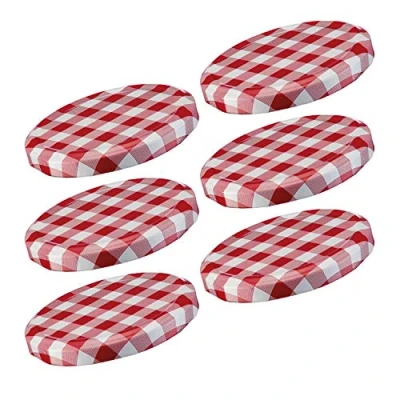 Abbildung von Westmark 6 Schraub /Twist Off Deckel für Einmachgläser, rund, ø 63 mm, Weißblech, Rot Weiß, Karriert, 40972270, Farbig
