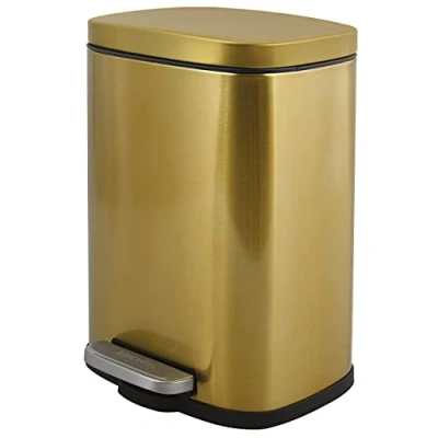 Abbildung von Spirella Kosmetikeimer 5 Liter Edelstahl mit Absenkautomatik und Inneneimer Akira Badezimmer Mülleimer Softclose Abfalleimer Gold glänzend, Or Brillant