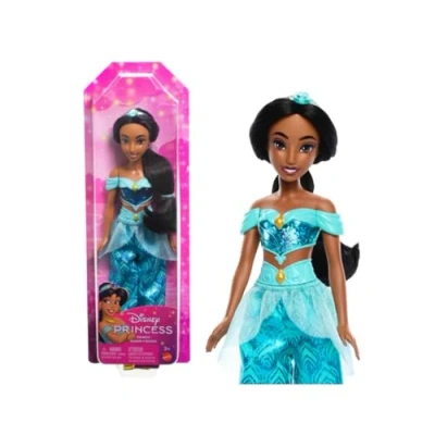 Abbildung von Disney Prinzessin Spielzeug, bewegliche Jasmin Modepuppe mit glitzernder Kleidung und Accessoires, inspiriert vom Film, Geschenk für Kinder, HLW12