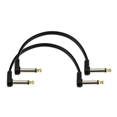 Abbildung von D&#039;Addario Accessories Gitarrenkabel Gitarren Patchkabel Instrumentenkabel Gitarrenzubehör flaches 152,4 mm Offset rechtwinklig 2 Stück