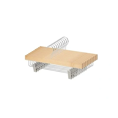 Abbildung von Amazon Basics Holzkleiderbügel mit Klammern, 35.99 x 1.19 16 cm, Natürlich, 10er Pack