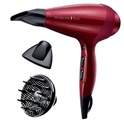Abbildung von Remington Haartrockner Profi Ionen Silk (2400W, 140km/h, 3 Stylingaufsätze, angereichert mit Seidenprotein und Keramik, Generator, langlebiger AC Motor Turbofunktion &amp; Kaltstufe) AC9096