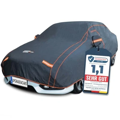 Abbildung von Upgrade4cars Autoabdeckung Outdoor Vollgarage atmungsaktiv &amp; wasserdicht Auto Abdeckplane Komplett für alle Jahreszeiten Autoplane Universal Pkw Größe: L 483 * 178 121 cm