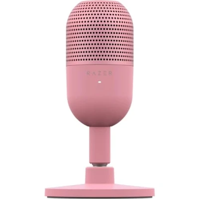Abbildung von Razer Seiren V3 Mini Ultrakompaktes USB Mikrofon (14mm Supernieren Kondensatormikrofon, Tap to Mute Sensor mit LED Anzeige, integrierter Stoßdämpfer, Plug and Play Design) Quartz
