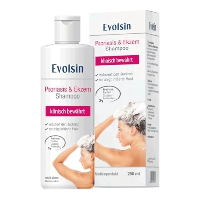 Abbildung von Evolsin® Ekzem &amp; Psoriasis Shampoo Bei Schuppenflechte, Ekzemen &amp;Neurodermitis auf Kopfhaut Körper I OHNE KORTISON Medizinprodukt Neurodermitis Schuppenflechte