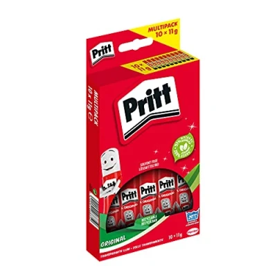 Abbildung von Pritt Klebestift, sicherer und kinderfreundlicher Kleber für Kunst Bastelarbeiten, starker Klebstoff Schule &amp; Bürobedarf, 10x11g Stift