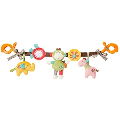 Abbildung von Fehn Kinderwagenkette Spielzeug Safari Baby Mobile Kette mit niedlichen Figuren zum Aufhängen an Kinderwagen, Babyschale oder Kinderbett Kinderwagen Zubehör für Babys und Kinder ab 0+ Monaten