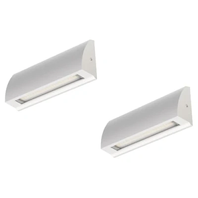 Abbildung von ledscom.de 2 Stück LED Wandleuchte/Treppenlicht SEGIN für außen, IP54, flach, Downlight matt, eckig, 6,2 W, 566lm, warmweiß