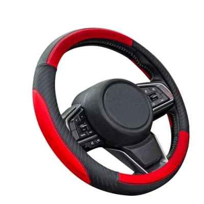 Abbildung von ZATOOTO Lenkradbezug Auto, Leder, 37 38cm, Anti Rutsch, Universal, Rot