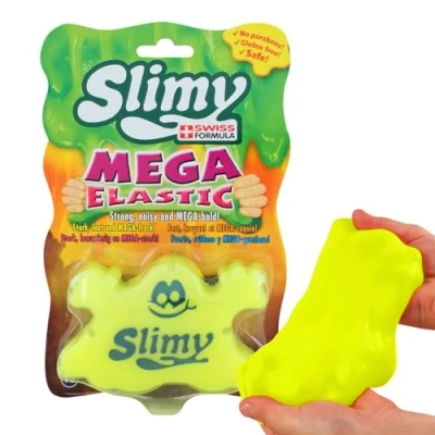 Abbildung von Slimy Mega Elastic 150g Original Slime Spielmasse für Kinder, Spielspaß mit superdehnbarem Schleim in der Dose, elastische Spielknete (Spielzeug ab 3 Jahre), Farbe:Gelb