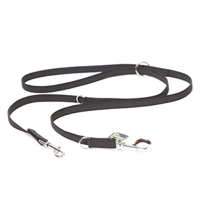 Abbildung von IDC Color &amp; Gray verstellbare Leine mit Doppelkarabiner, 20 mm x 2,2 m, Schwarz Grau