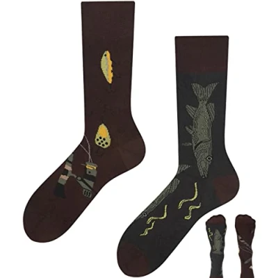 Abbildung von TODO Colours Lustige Socken mit Motiv Mehrfarbige, Bunte, Verrückte für Herren und Damen (39 42, Angler Socken)