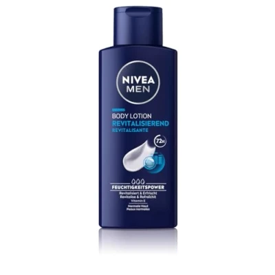 Abbildung von NIVEA MEN Body Lotion Revitalisierend, nicht fettende Körpercreme mit Vitamin E, schnell einziehende und erfrischende Milk für normale Haut (250 ml)