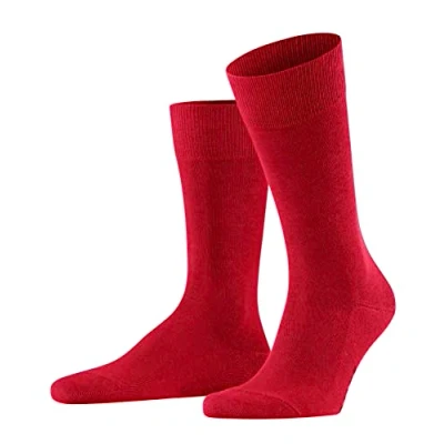 Abbildung von FALKE Herren Socken Family M SO nachhaltige Baumwolle einfarbig 1 Paar, Rot (Scarlet 8228) neu umweltfreundlich, 43 46