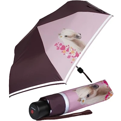 Abbildung von Knirps 4Kids Kinder Taschenschirm Pferde Reflective mit Reflexborte Horselove