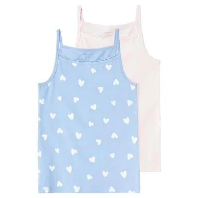 Abbildung von NAME IT Mädchen Nkfstrap Top 2p Serenity Heart Noos Unterhemd, Serenity, 158 164 EU