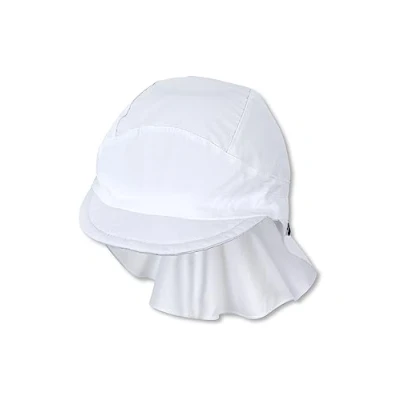 Abbildung von Sterntaler Schirmmütze Nacken Basic Unisex Baby und Kinder Mütze mit Nackenschutz UV Schutz 50+ Hut aus Popeline (Bio) leichte Sommer Kopfbedeckung Gummiband weiß, Größe 47